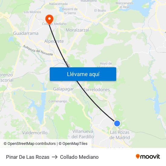 Pinar De Las Rozas to Collado Mediano map