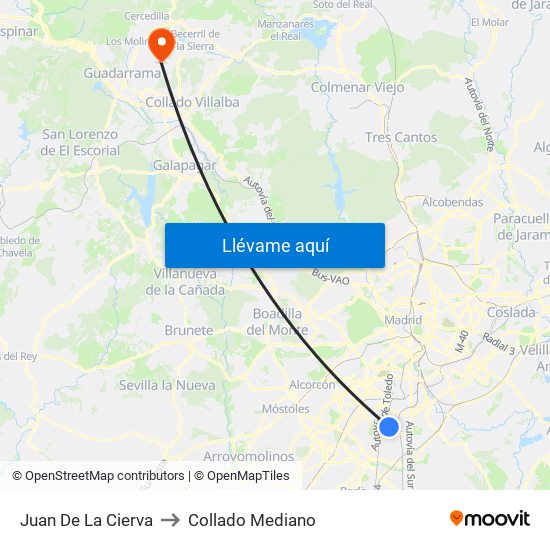 Juan De La Cierva to Collado Mediano map