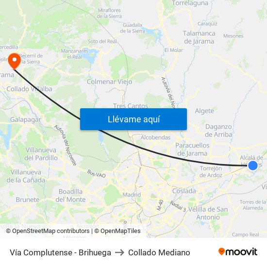 Vía Complutense - Brihuega to Collado Mediano map