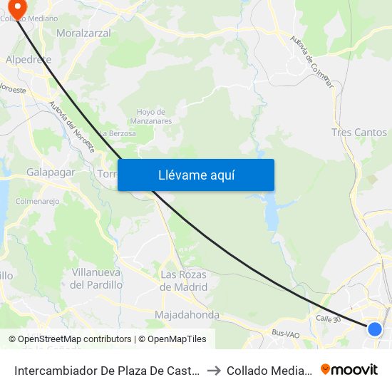 Intercambiador De Plaza De Castilla to Collado Mediano map