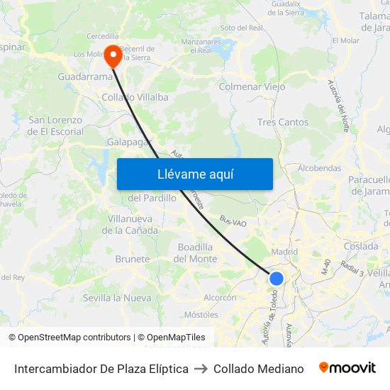 Intercambiador De Plaza Elíptica to Collado Mediano map