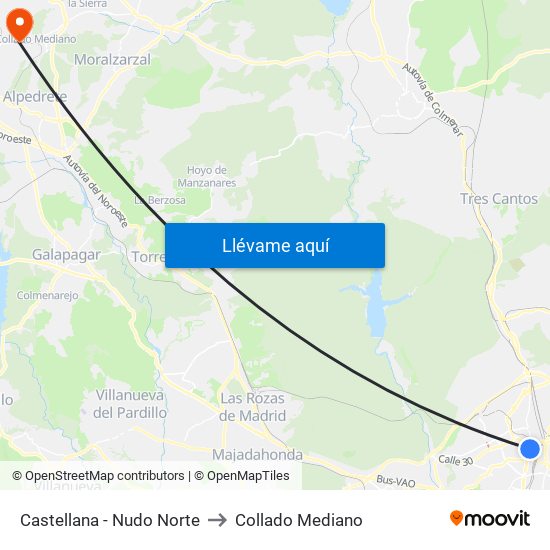 Castellana - Nudo Norte to Collado Mediano map