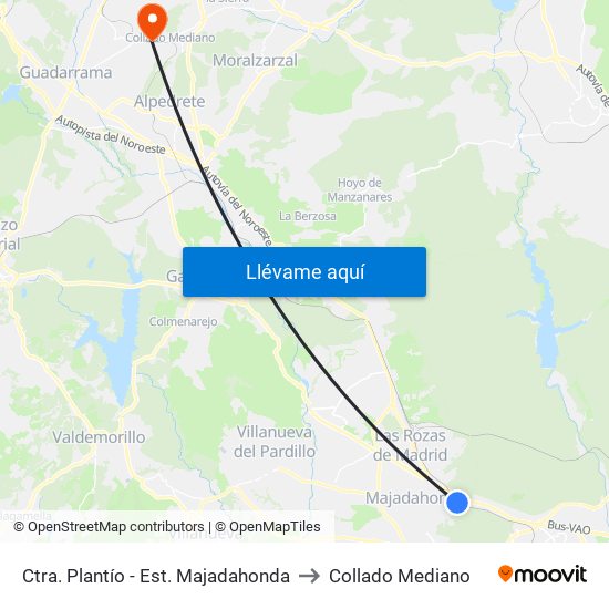 Ctra. Plantío - Est. Majadahonda to Collado Mediano map