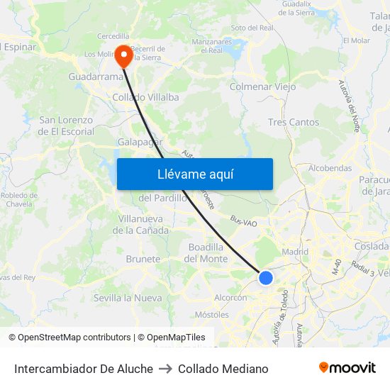 Intercambiador De Aluche to Collado Mediano map