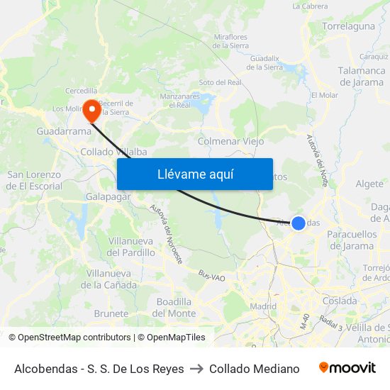 Alcobendas - S. S. De Los Reyes to Collado Mediano map
