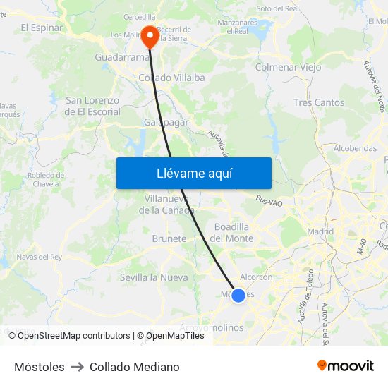 Móstoles to Collado Mediano map