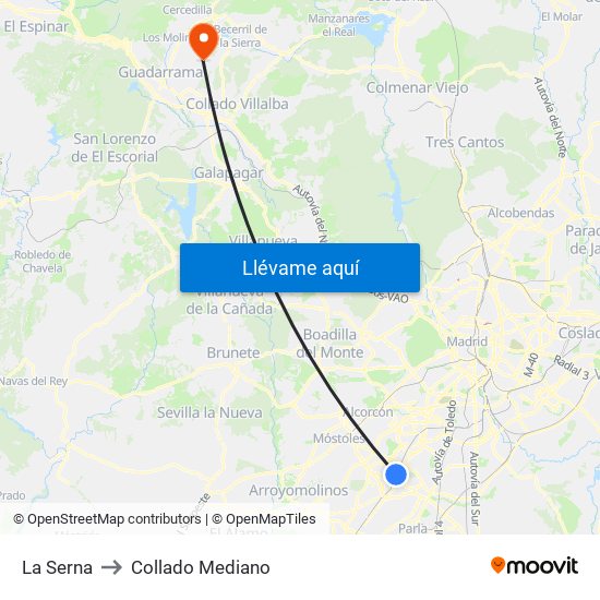 La Serna to Collado Mediano map