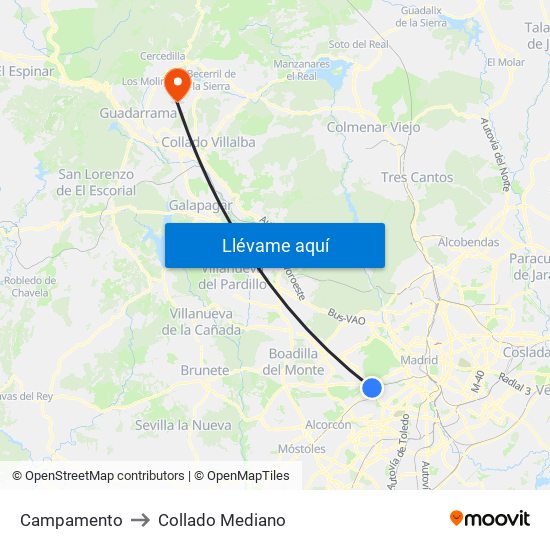 Campamento to Collado Mediano map