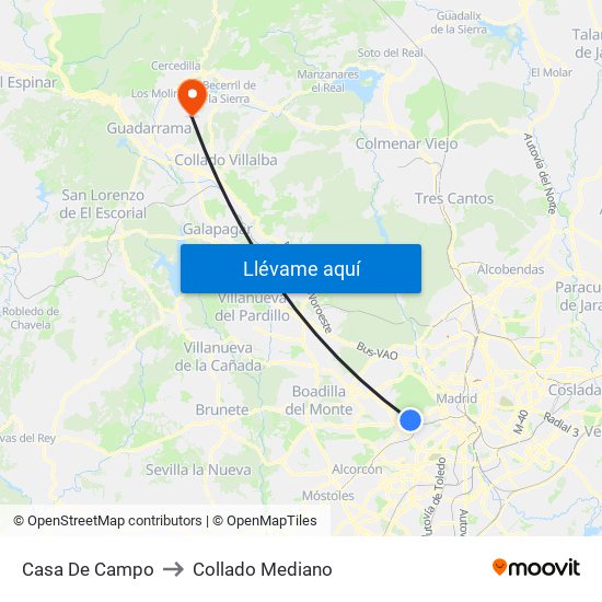 Casa De Campo to Collado Mediano map