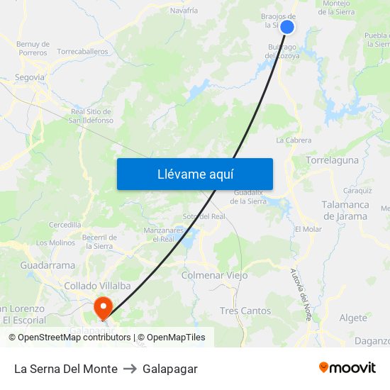 La Serna Del Monte to Galapagar map