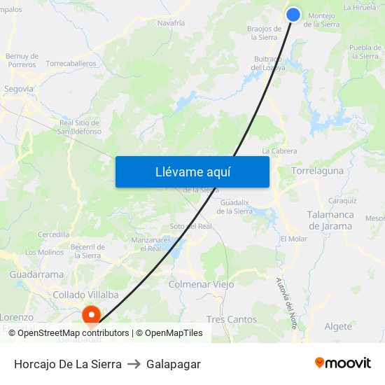 Horcajo De La Sierra to Galapagar map