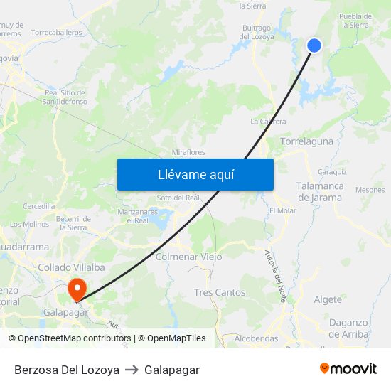 Berzosa Del Lozoya to Galapagar map