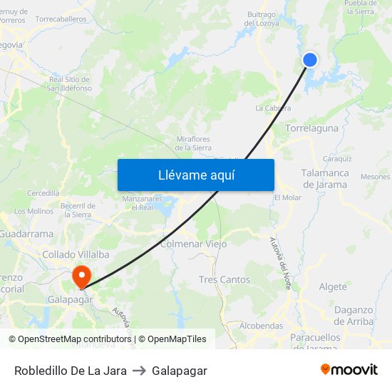 Robledillo De La Jara to Galapagar map