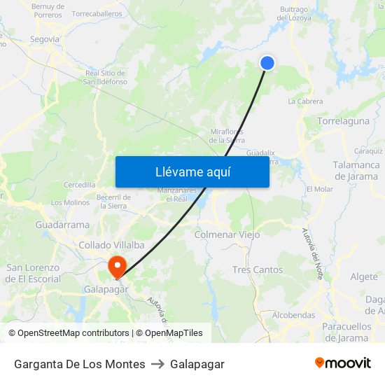 Garganta De Los Montes to Galapagar map