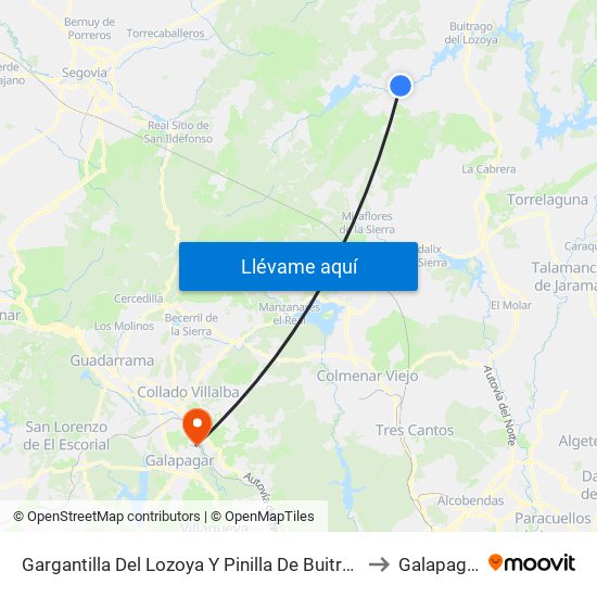 Gargantilla Del Lozoya Y Pinilla De Buitrago to Galapagar map