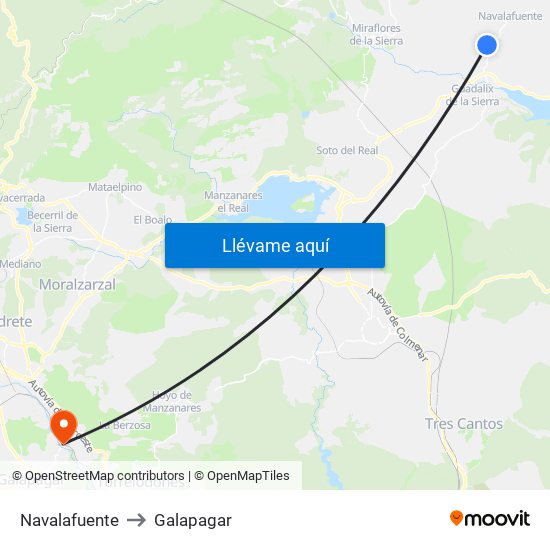 Navalafuente to Galapagar map