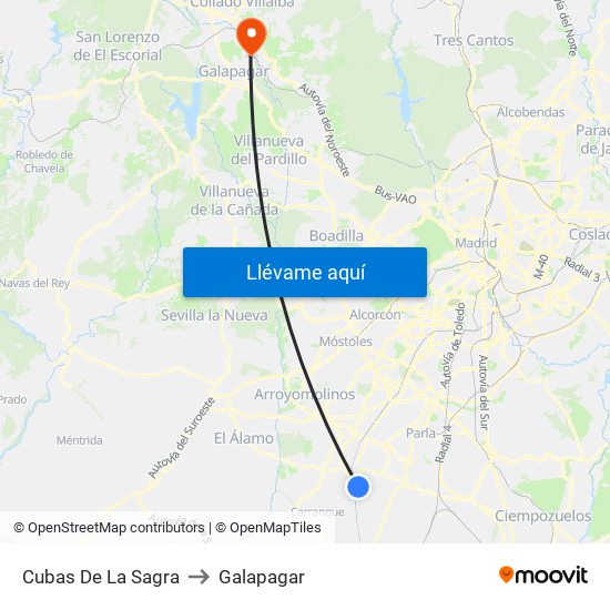 Cubas De La Sagra to Galapagar map