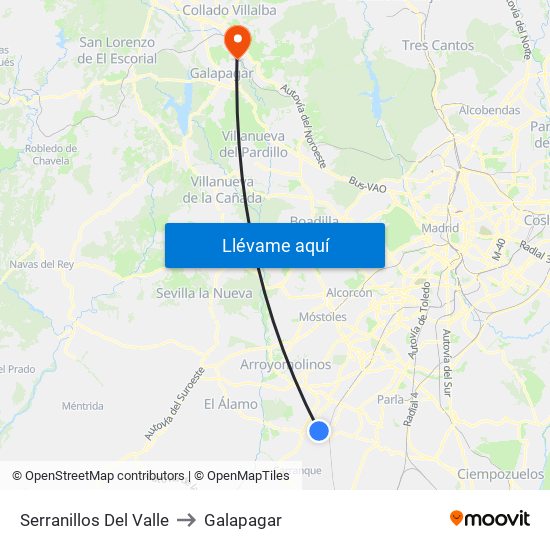 Serranillos Del Valle to Galapagar map