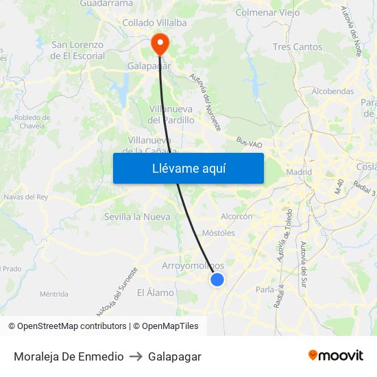 Moraleja De Enmedio to Galapagar map