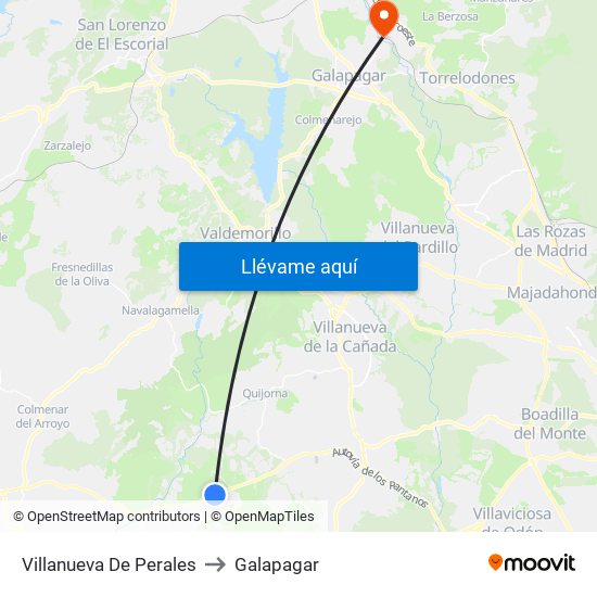 Villanueva De Perales to Galapagar map