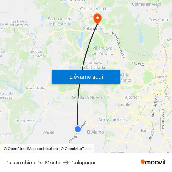 Casarrubios Del Monte to Galapagar map
