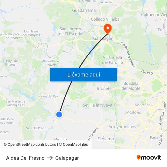 Aldea Del Fresno to Galapagar map