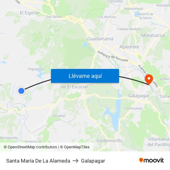 Santa María De La Alameda to Galapagar map