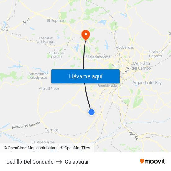 Cedillo Del Condado to Galapagar map