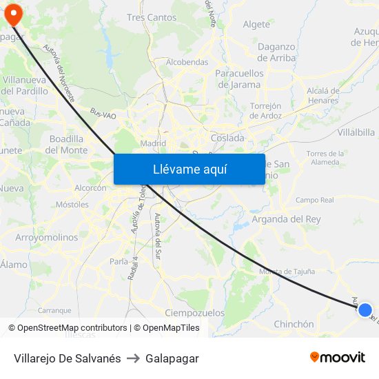 Villarejo De Salvanés to Galapagar map