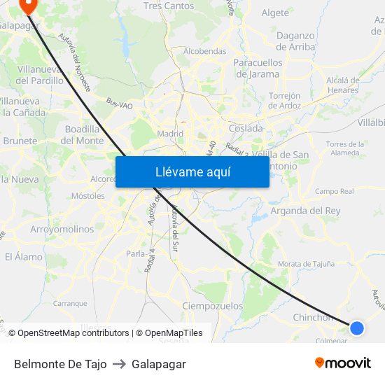 Belmonte De Tajo to Galapagar map