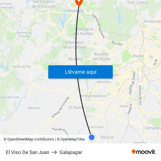 El Viso De San Juan to Galapagar map
