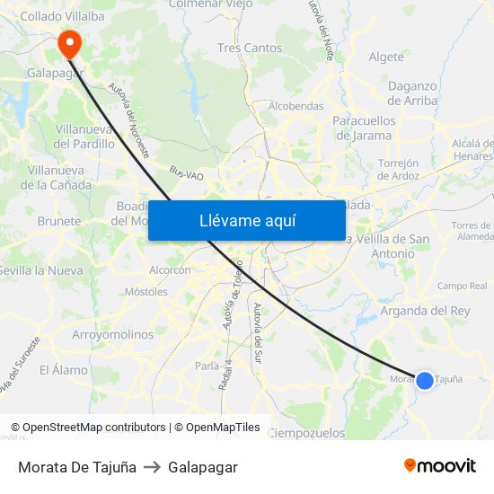 Morata De Tajuña to Galapagar map