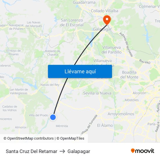 Santa Cruz Del Retamar to Galapagar map