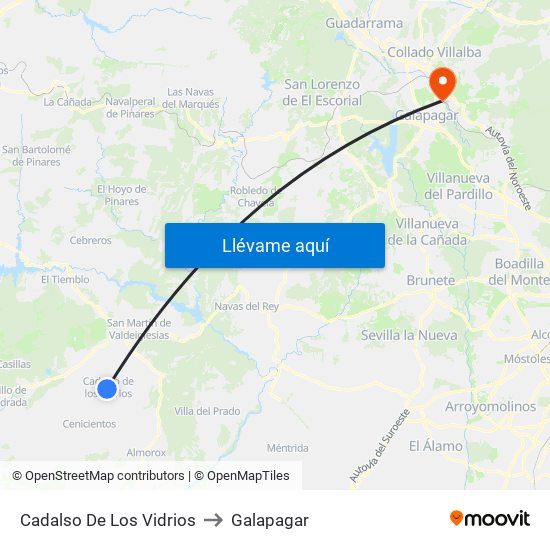 Cadalso De Los Vidrios to Galapagar map