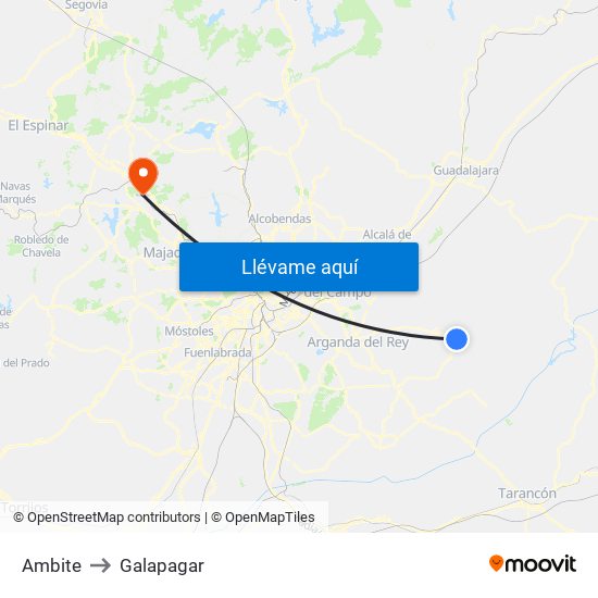 Ambite to Galapagar map
