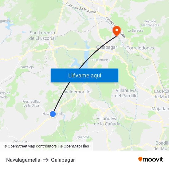 Navalagamella to Galapagar map