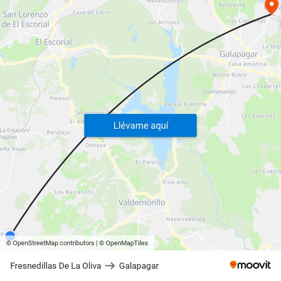 Fresnedillas De La Oliva to Galapagar map