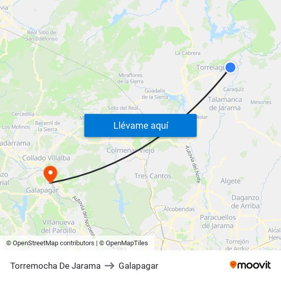 Torremocha De Jarama to Galapagar map