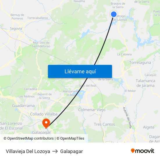 Villavieja Del Lozoya to Galapagar map