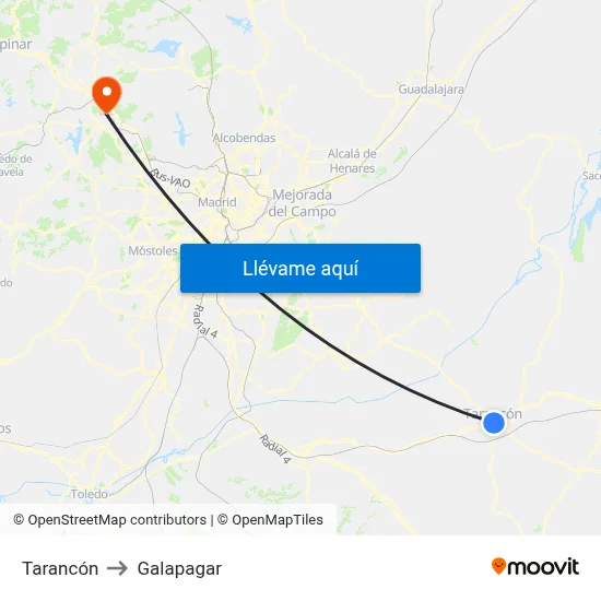 Tarancón to Galapagar map