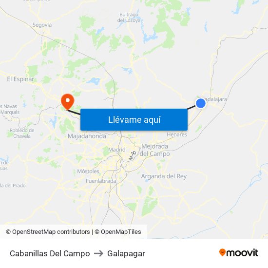 Cabanillas Del Campo to Galapagar map
