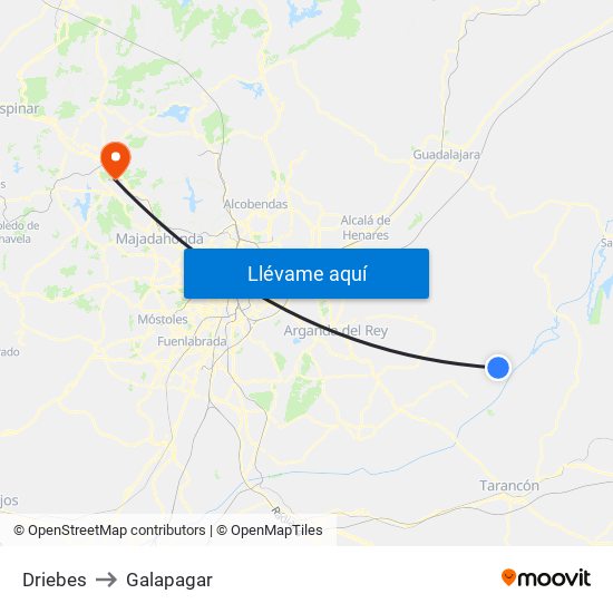 Driebes to Galapagar map