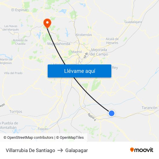 Villarrubia De Santiago to Galapagar map