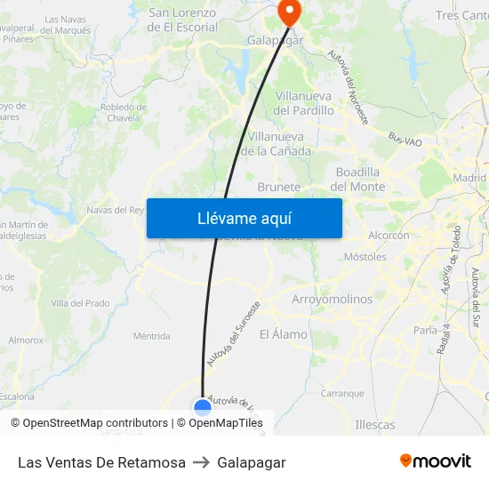 Las Ventas De Retamosa to Galapagar map