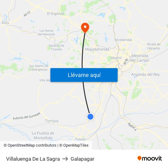 Villaluenga De La Sagra to Galapagar map