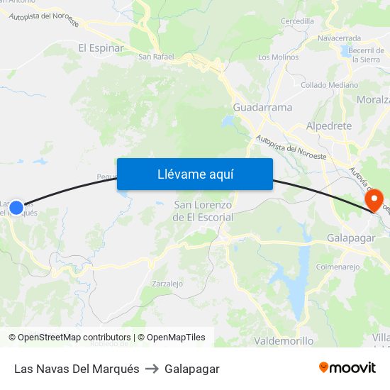 Las Navas Del Marqués to Galapagar map