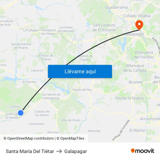 Santa María Del Tiétar to Galapagar map