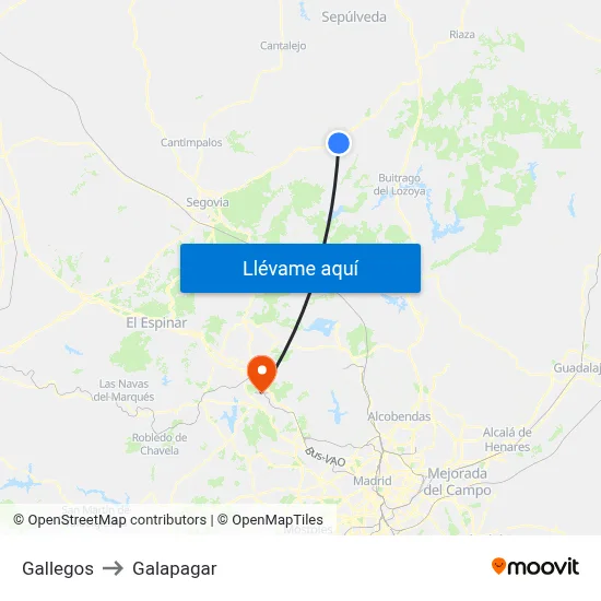 Gallegos to Galapagar map