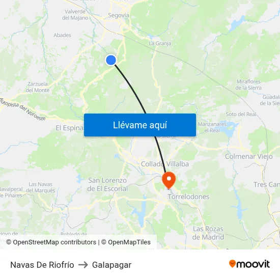 Navas De Riofrío to Galapagar map