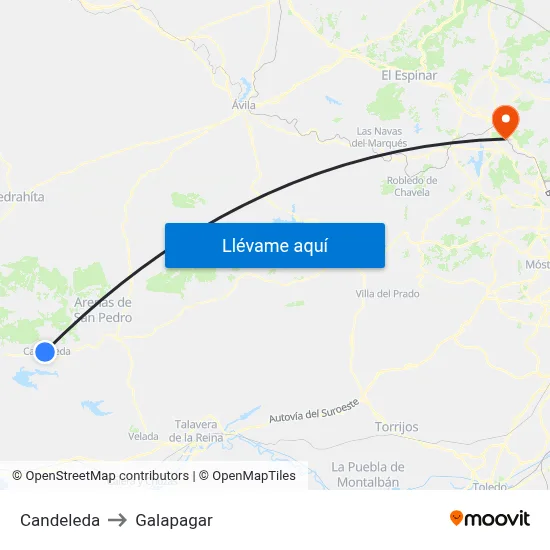Candeleda to Galapagar map